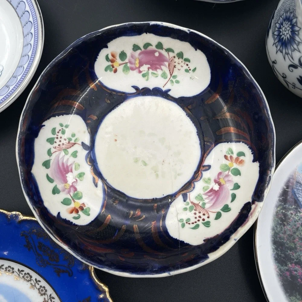 Mixed‎ Blue White China Lot 12 Pcs Kinkade Chateau Frontenac Queen Mother Imari